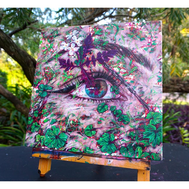 Unfold-Flynn-Beaumont de Pertuis, France by Amanda Seckington | Acrylic & oil on canvas Eye among foliage. For Sale - Image 4 of 4