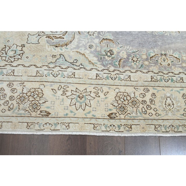 Textile 1970s Vintage Persian Handmade Wool Cotton Gray Area Rug For Sale - Image 7 of 11