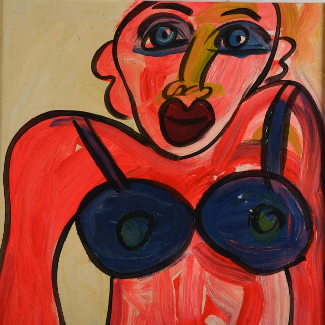 This Framed Signed Peter Keil "The Babysitter 1993" Mixed Media on Masonite is a bold celebration of form, confidence, and...