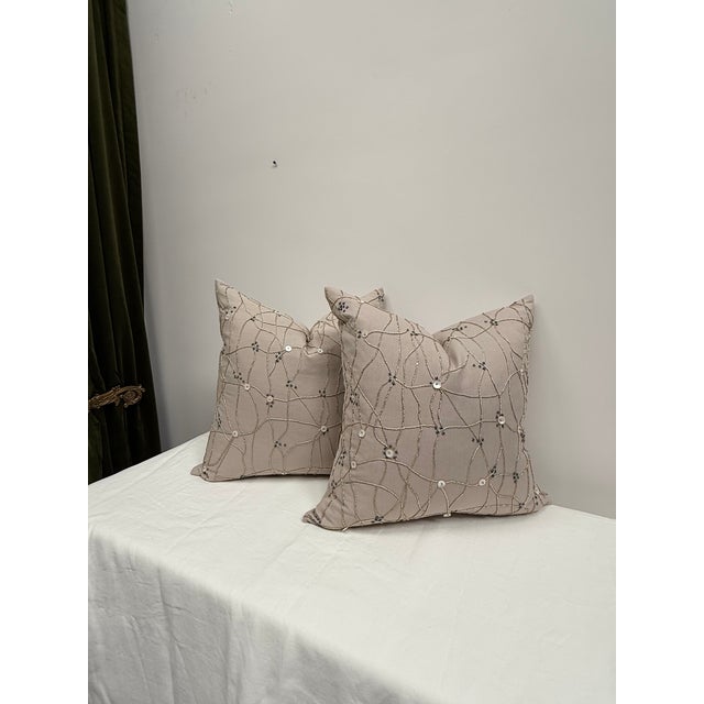 Pair of Decorative Pillows With Button and Cord Detail For Sale - Image 11 of 14
