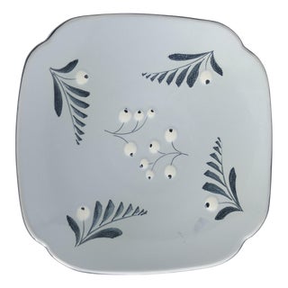 Mid-Century Modern French Blue Plate by Eva Jancke-Björk for Bo Fajans, 1950s For Sale