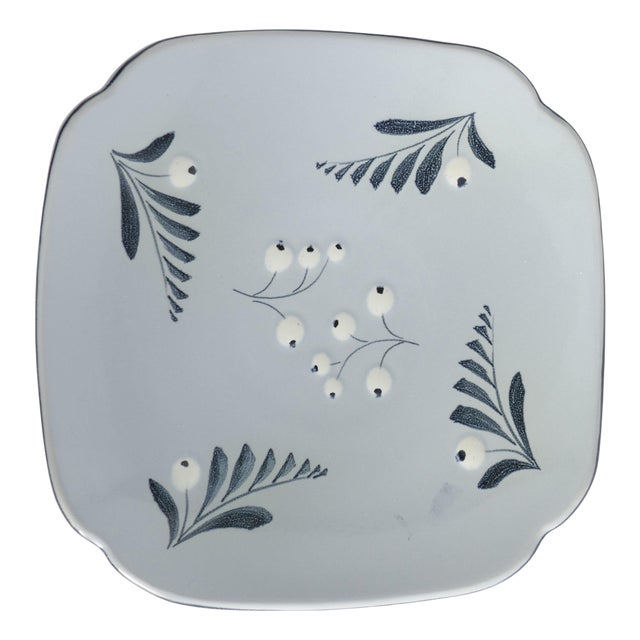 Mid-Century Modern French Blue Plate by Eva Jancke-Björk for Bo Fajans, 1950s For Sale