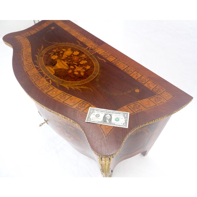Very Fine Large Bombe Brass Mount Inlay Italian Console Dresser MINT For Sale - Image 16 of 17