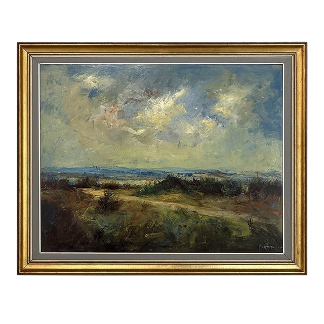 Mid-Century Framed Oil Painting on Panel by Henri Lemoine For Sale