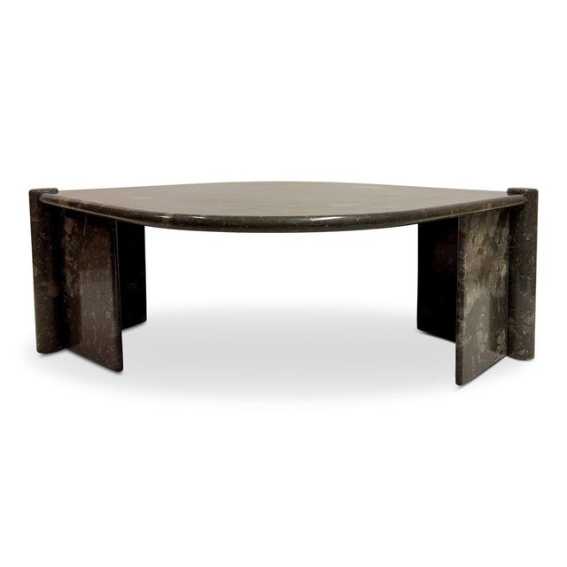 Vintage Sculptural Eye Shaped Coffee Table in Fossil Marble, 1980s For Sale - Image 15 of 15