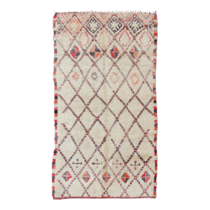 Vintage Moroccan Beni Ouarain Rug With Diamond Design 6'5'' X 11'7''