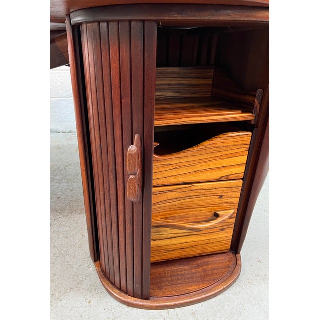 Rare Brazilian Mid-Century Sculptural Executive Desk With Tambour Pedestal For Sale - Image 9 of 16