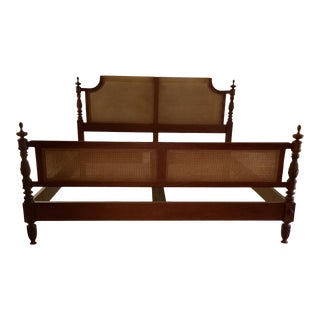 Baker Furniture Milling Road Mahogany Wood King Bed With Open Cane Webbing For Sale