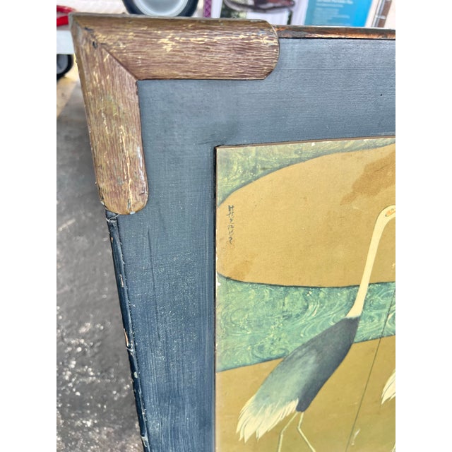Mid-Century Modern Mid-Century Modern Japanese Rimpa Style Framed "Cranes" Print After Ogata Kōrin For Sale - Image 3 of 8