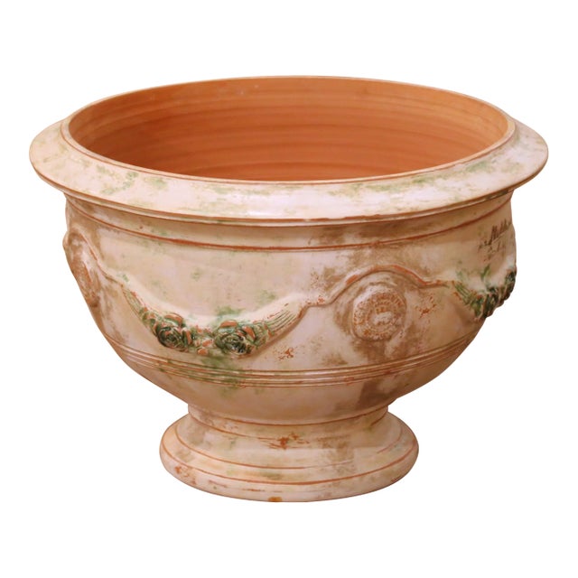 French Handmade Terracotta Anduze Bowl Urn Planter by La Madeleine For Sale