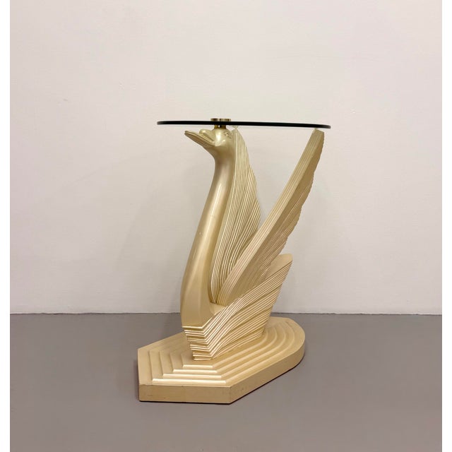 Art Deco Vintage Art Deco Swan Glass Top Side Table For Sale - Image 3 of 8