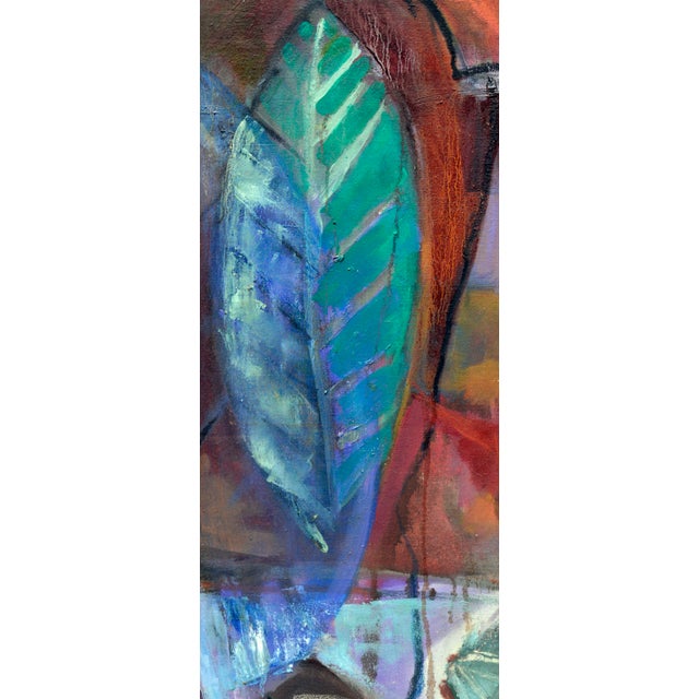 Abstract Expressionist Leaves - San Francisco School in Oil on Canvas Wonderful abstract expressionist composition with...