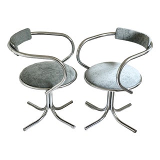 Mid-Century Chrome Tubular Armchairs by Etowah Mfg, a Pair For Sale