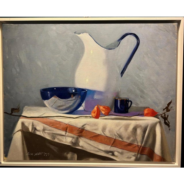 Luisa Albert, Blue and Orange Still Life, Oil on Canvas, 2023 For Sale - Image 6 of 6