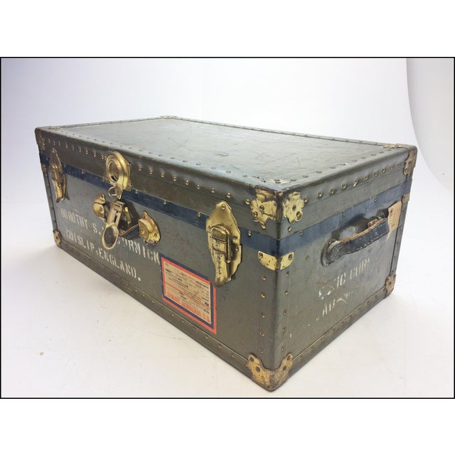 Vintage Industrial Green Military Foot Locker Trunk Chairish