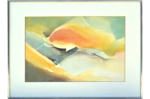 Norma Auer Adams Goldfish Watercolor Abstraction 1978