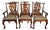 1920 Antique English Chippendale Solid Mahogany Set of Six Dining Chairs Leather Seats For Sale