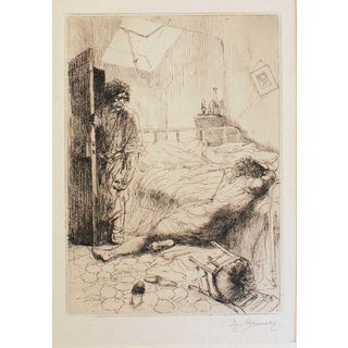 Auguste Brouet, Sad Life, Etching, Early 20th Century For Sale