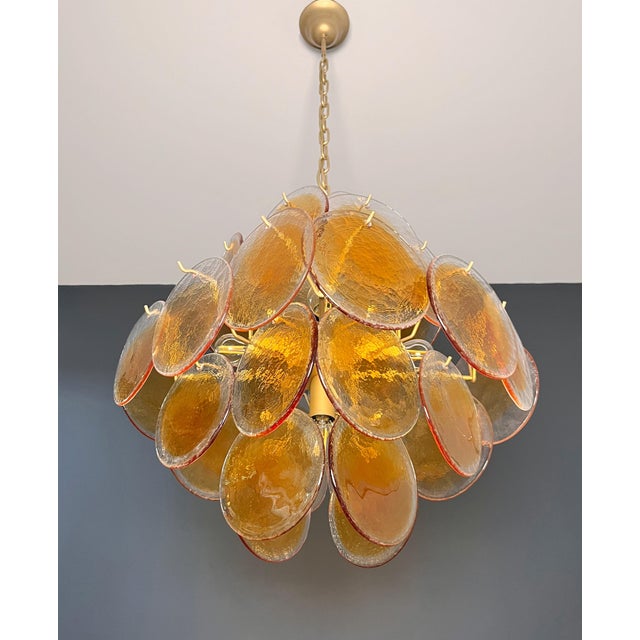 Vintage Italian Amber Murano Glass Chandelier, 1990s For Sale - Image 12 of 18