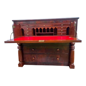 19th Century Antique American Empire Flame Mahogany Baltimore Butler’s Desk / Secretary Desk