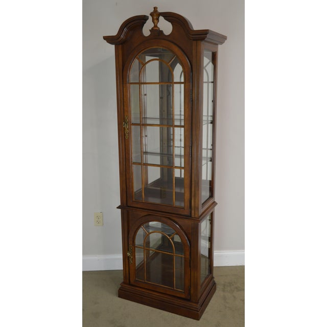 Traditional Cherry Narrow Curio Display Cabinet | Chairish