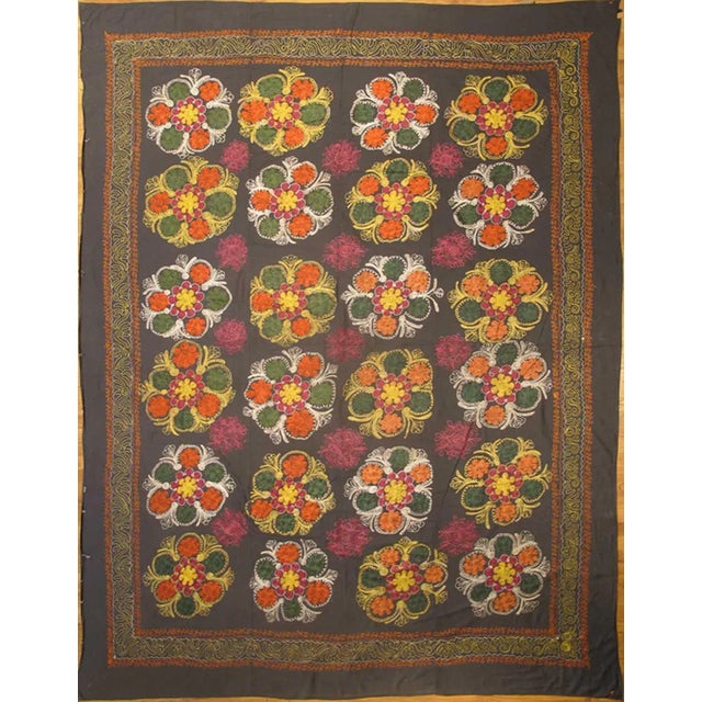 Textile Large Vintage Suzani With All-Over Embroidery For Sale - Image 7 of 7