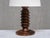 1950s Sculptural Charles Dudouyt attributed Table Lamp in Oak and Linen, France, 1950s For Sale - Image 5 of 12