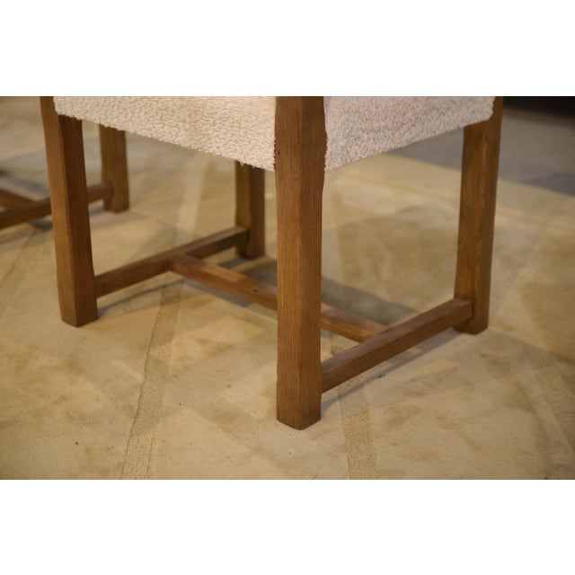Brutalist Armchairs in Oak and Ecru Boucle Fabric, 1950s, Set of 2 For Sale - Image 13 of 14