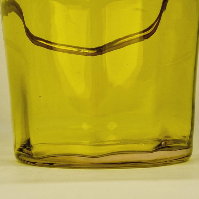 Mid-Century Modern Green Glass Ice Bucket with Metal Tongs For Sale - Image 4 of 8