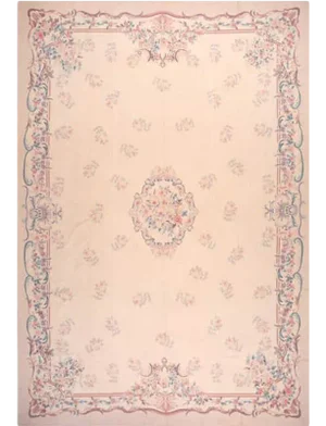 1970s Vintage French Needlepoint Style Area Rug