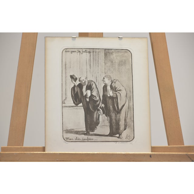 Mon Chere Confrere, Honore Daumier, Circa 1855, Lithograph Signed Under Glass from the Series Le Gens Du Justice For Sale - Image 6 of 6