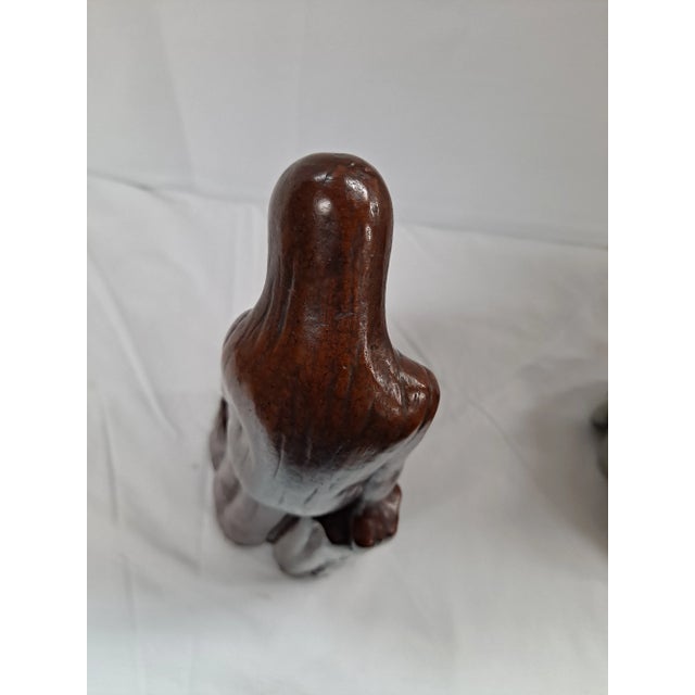 Black Preston L Prescott (1898-1988) Stone Sculpture of a Seated Young Woman For Sale - Image 8 of 9