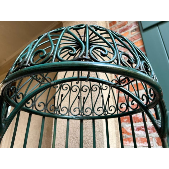 Vintage French Bistro Wine Rack Iron Birdcage Green Tall Patio Bar 21 Bottle For Sale - Image 14 of 18