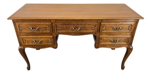 Vintage French Louis XVI Style Carved Oak Desk or Chest