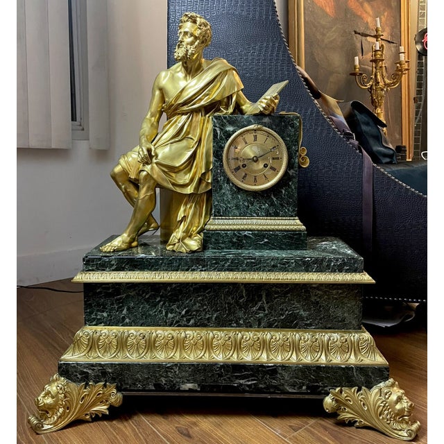 Honoré Pons 19th Century Monumental Sized French Empire Mantel Clock For Sale - Image 4 of 13