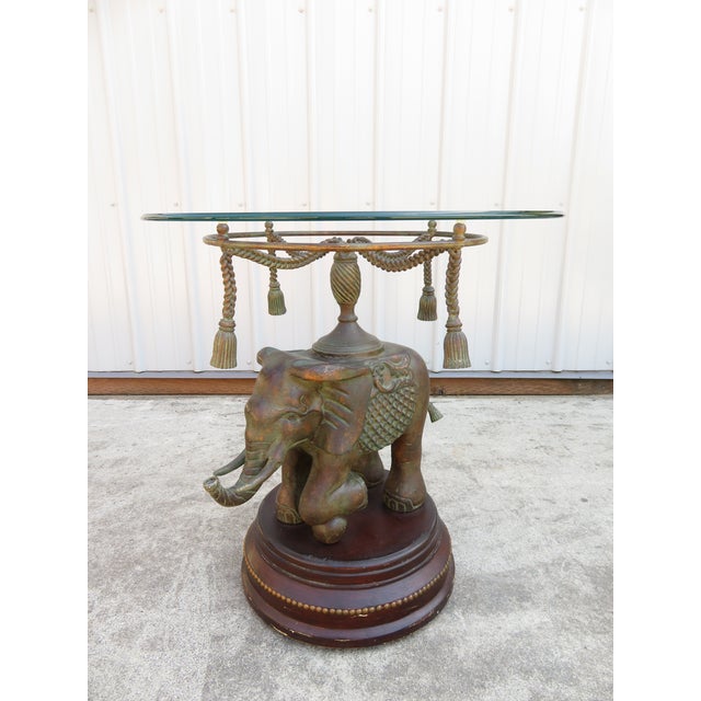 Maitland Smith Bronze Elephant Glass Side Table For Sale - Image 16 of 18