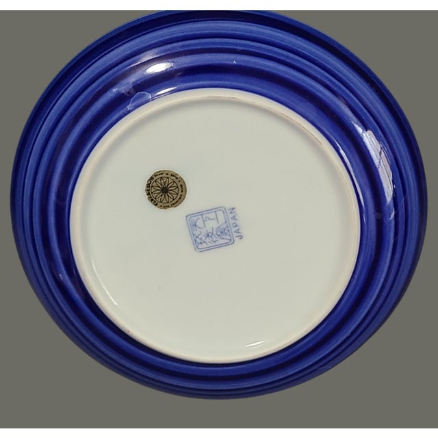 Ceramic Vintage Japanese Blue & White Plate Marked For Sale - Image 7 of 9