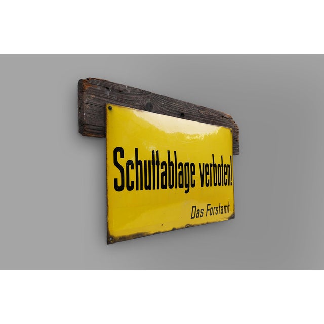 Vintage German Yellow Enamel Sign, 1900 For Sale - Image 6 of 11