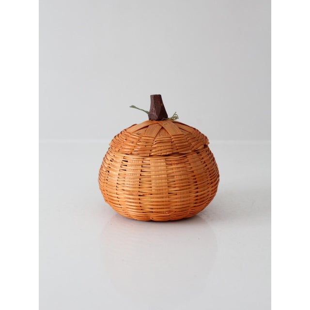 Late 20th Century Vintage Woven Pumpkin Basket With Lid For Sale - Image 5 of 10