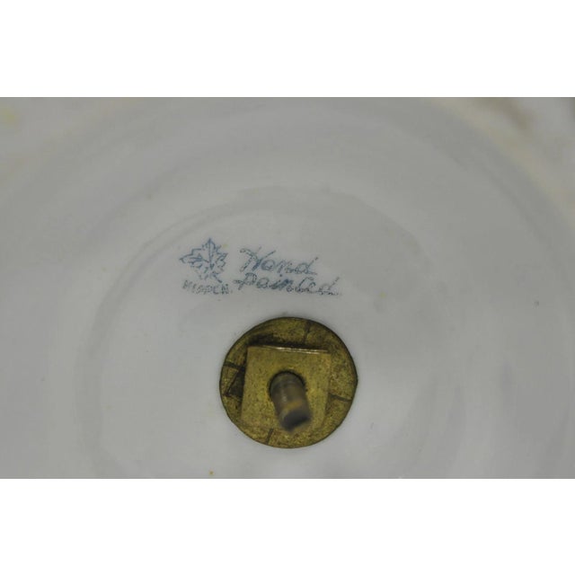 Antique Nippon Hand Painted Floral Design Cobalt Blue Porcelain Bolted Urn Vase For Sale - Image 15 of 18