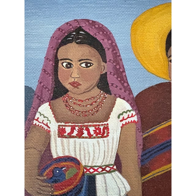 Wood 1970s Oil Painting - Latin American Portrait For Sale - Image 7 of 13