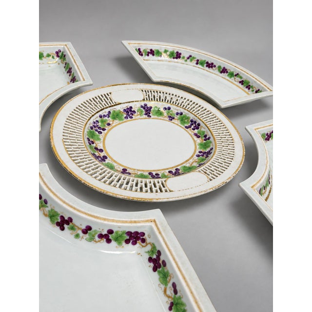 Ceramic 6 Pc, Chinese Export "Grapevine" Reticulated Porcelain Dessert Service, C. 1800 For Sale - Image 7 of 8