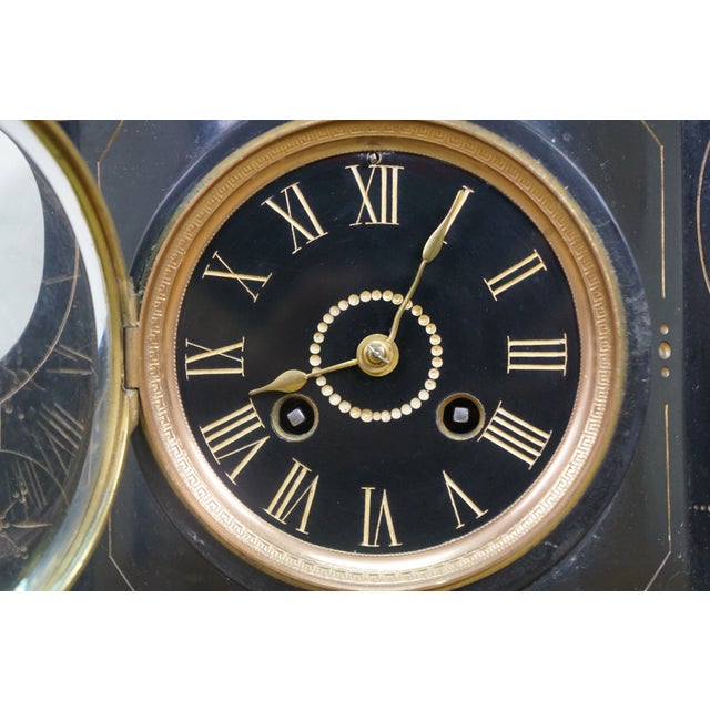 Antique French Michelant Laligant Black Slate Cassolette Trophy Urn Mantle Clock 16" For Sale - Image 15 of 17