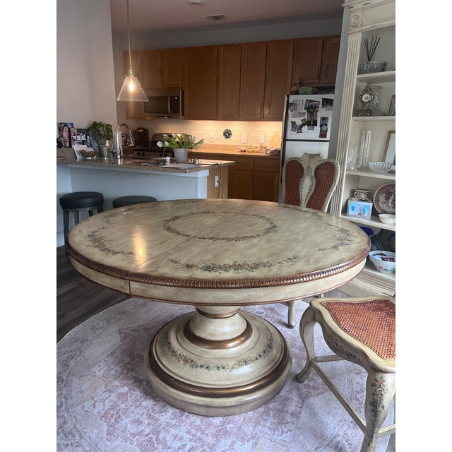 1990s Domain French Floral Painted Dining Set For Sale In Boston - Image 6 of 10