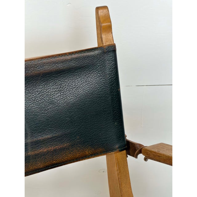 Brutalist Dutch Oak and Leather X-Frame Chairs by Bram Sprij, 1960s, Set of 6 For Sale - Image 14 of 16