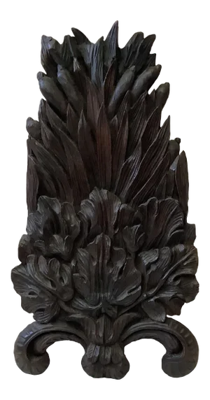 19th Century Carved Wood Leaves & Reeds Plaque