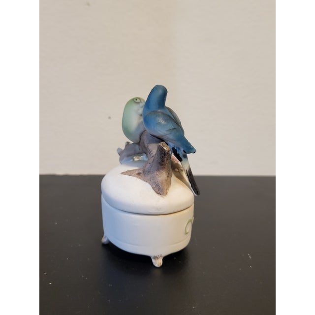 1970s Lefton Bisque Porcelain Parakeet Trinket Box For Sale - Image 5 of 14