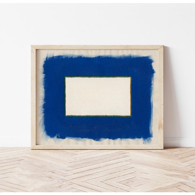 Not Yet Made - Made To Order Neutral Abstract Geometric Art Prints in Green and Blue, 24 X 30 Prints in Wood Frames, Set of 4 For Sale - Image 5 of 5