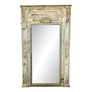 19th Century French Regency Bleached Oak Trumeau Mirror For Sale