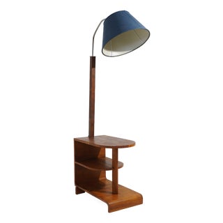 Floor Lamp with Burl Table, 1930s For Sale
